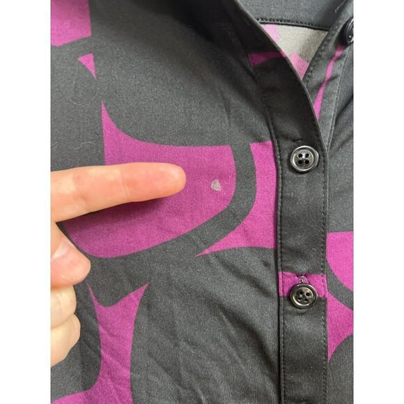 INC Full Button Dress Matching Belt Tie L Polyester Spandex Stretch w Collar pur - Picture 3 of 9